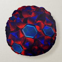 赤い曲線が重なり合う青い六角形