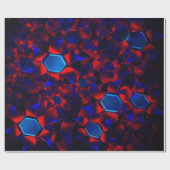 赤い曲線が重なり合う青い六角形 ラッピングペーパー (フラット)