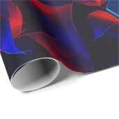 赤い曲線が重なり合う青い六角形 ラッピングペーパー (ロールコーナー)