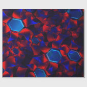 赤い曲線が重なり合う青い六角形 ラッピングペーパー (フラット)