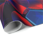 赤い曲線が重なり合う青い六角形 ラッピングペーパー (ロールコーナー)