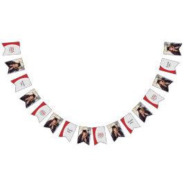 赤い曲線のフレーム写真の卒業 バンティングフラッグ