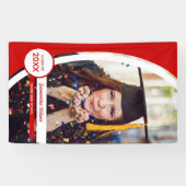 赤い曲線のフレーム写真の卒業 横断幕 (横)