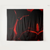 赤い曲線または最も暗い赤い背景の起伏 タペストリー (正面(横))