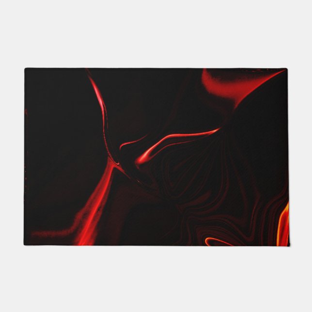 赤い曲線または最も暗い赤い背景の起伏 ドアマット (正面)