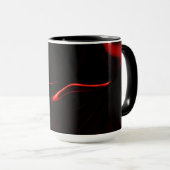 赤い曲線または最も暗い赤い背景の起伏 マグカップ (正面右)