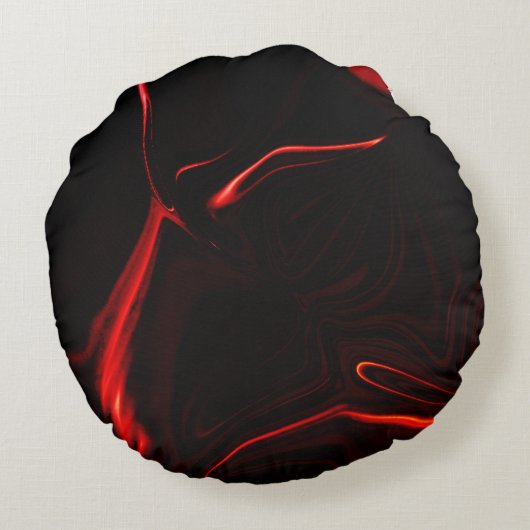 赤い曲線または最も暗い赤い背景の起伏 ラウンドクッション (裏面)