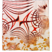 赤い曲線状のトレースを交差させ、エージングエフェクトを適用 シャワーカーテン (正面)