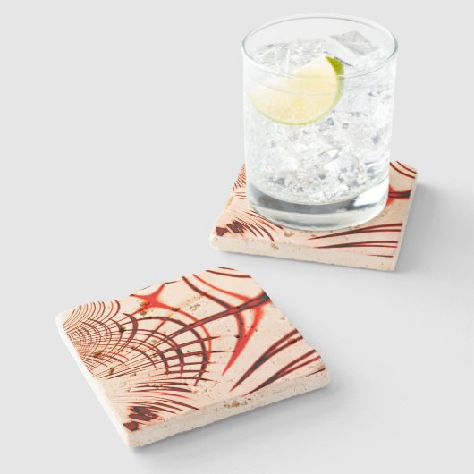 赤い曲線状のトレースを交差させ、エージングエフェクトを適用 ストーンコースター (横)