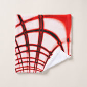 赤い曲線状のトレースを交差させ、エージングエフェクトを適用 バスタオルセット (ウォッシュタオル)