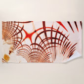 赤い曲線状のトレースを交差させ、エージングエフェクトを適用 ビーチタオル (正面)