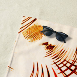 赤い曲線状のトレースを交差させ、エージングエフェクトを適用 ビーチタオル