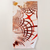 赤い曲線状のトレースを交差させ、エージングエフェクトを適用 ビーチタオル (正面)