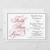 赤い書道の信仰ホープラブ結婚式招待状 招待状 (正面)