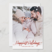 赤い書道の写真　最も幸せな休日　クリスマス 招待状 (正面)