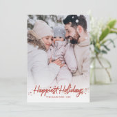 赤い書道の写真　最も幸せな休日　クリスマス 招待状 (スタンド正面)