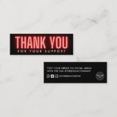 赤い書道ネオンありがとうメディア挿入 スキニー名刺 (正面/裏面)