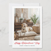 赤い書道バレンタインデー犬2フォトカード シーズンカード (正面)