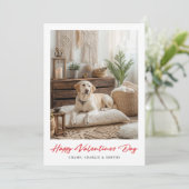 赤い書道バレンタインデー犬2フォトカード シーズンカード (スタンド正面)