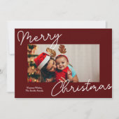 赤い書道メリークリスマスフォトモダンー シーズンカード (正面)