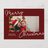 赤い書道メリークリスマスフォトモダンー シーズンポストカード (正面)