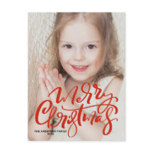 赤い書道モダンメリークリスマスフォト