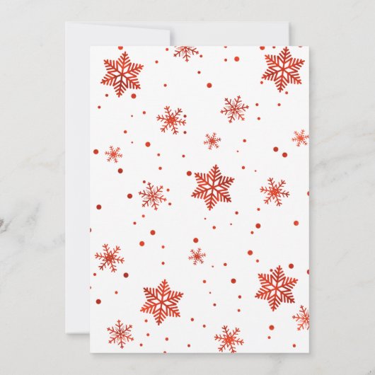 赤い書道写真スノーフレークのクリスマス 招待状 (裏面)