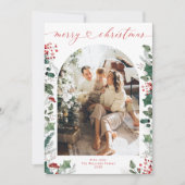 赤い書道写真ミニマルクリスマスカード シーズンカード (正面)