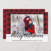 赤い書道夫婦メリークリスマス シーズンカード (正面/裏面)