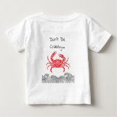 赤い曼荼羅のカニと波のTシャツ ベビーTシャツ (裏面)