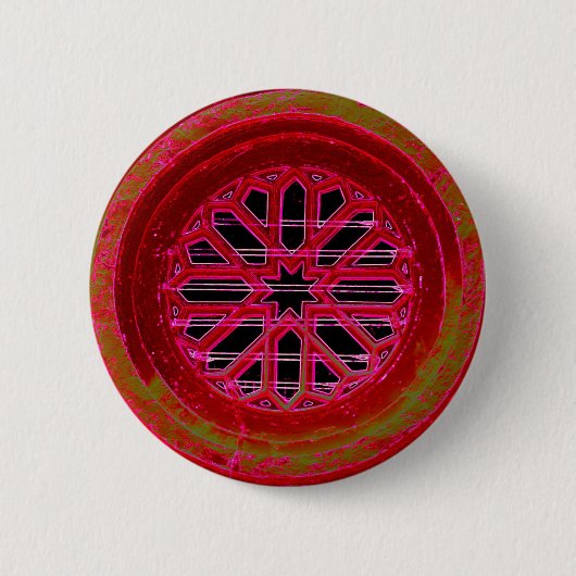 赤い曼荼羅の窓ボタン 缶バッジ (正面)