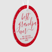 赤い最高のおじいちゃんEver Script Stars Photo on Back オーナメント (正面)