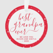 赤い最高のおじいちゃんEver Script Stars Photo on Back オーナメント (正面)