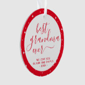 赤い最高のおばあちゃん今まで台本スターの写真をバック オーナメント (正面)