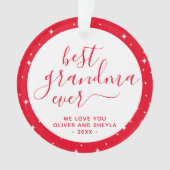 赤い最高のおばあちゃん今まで台本スターの写真をバック オーナメント (正面)