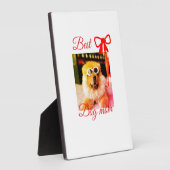 赤い最高の弓犬ママパパ写真犬/ペット名 フォトプラーク (側面)