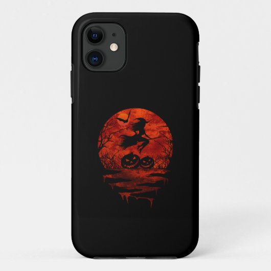 赤い月と箒に乗った魔女 Case-Mate iPhoneケース (裏面)