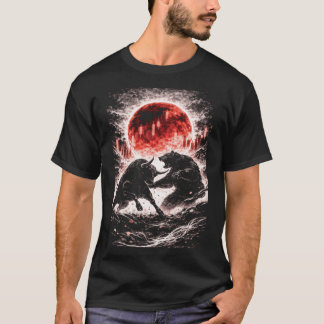 赤い月の森のブル相場vsベア相場 - 日本 tシャツ