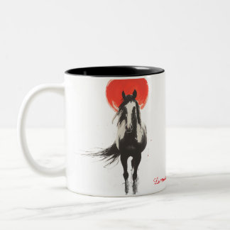 赤い月の火の馬マグ ツートーンマグカップ
