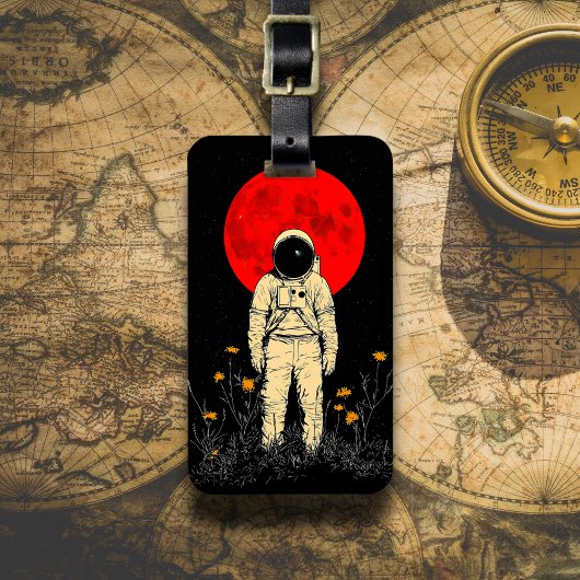 赤い月を仰ぐ宇宙飛行士 ラゲッジタグ