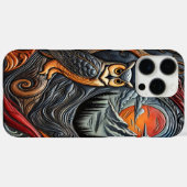 赤い月光の下の木に止まるフクロウ Case-Mate iPhoneケース (裏面 (横))