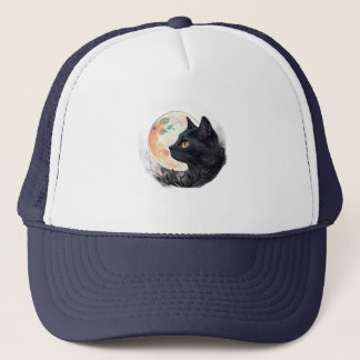 赤い月(猫芸術的Tシャツデザイン) キャップ