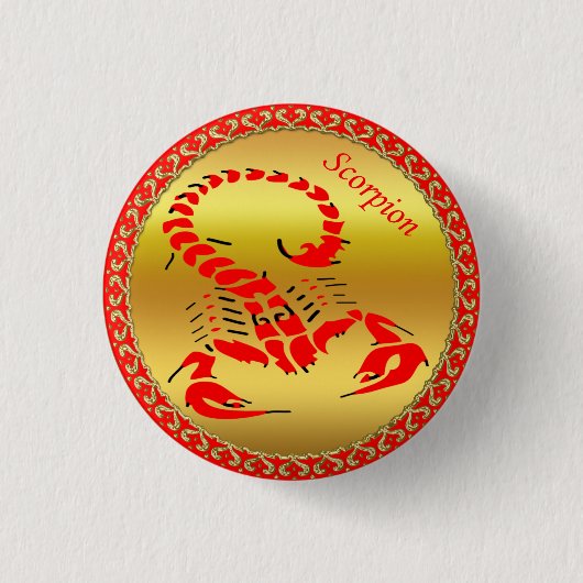 赤い有毒なサソリ非常に毒のある昆虫 缶バッジ (正面)