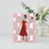 赤い服を着たサルとワイン ポストカード (スタンド正面)