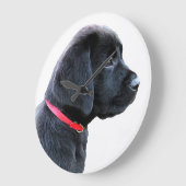 赤い服を着たブラック・ラボ ラージ壁時計 (傾斜)