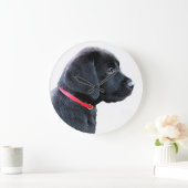 赤い服を着たブラック・ラボ ラージ壁時計 (ホーム)