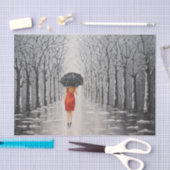 赤い服を着た女性が雪のティッシュペーパー 薄葉紙 (クラフト)