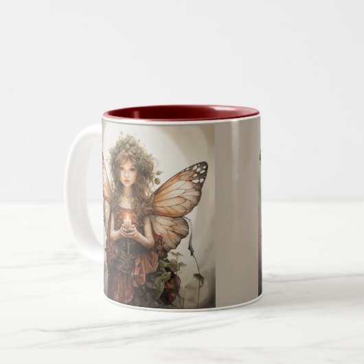赤い服を着た美しい妖精 ツートーンマグカップ (正面左)