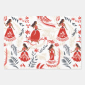 赤い服ハワイアンラッピング紙 ラッピングペーパーシート (正面)