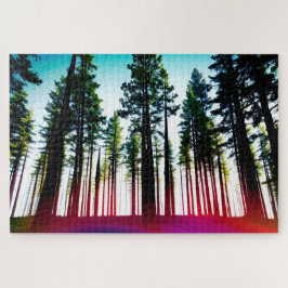 赤い木々の森を見上げる ジグソーパズル